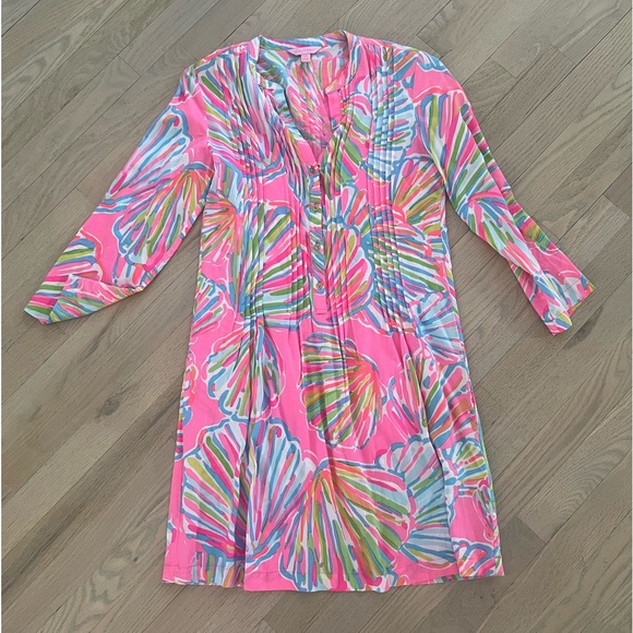 Lilly Pulitzer 3/4 Sleeve Shift Dress Seashell Print Size XS - Picture 2 of 8